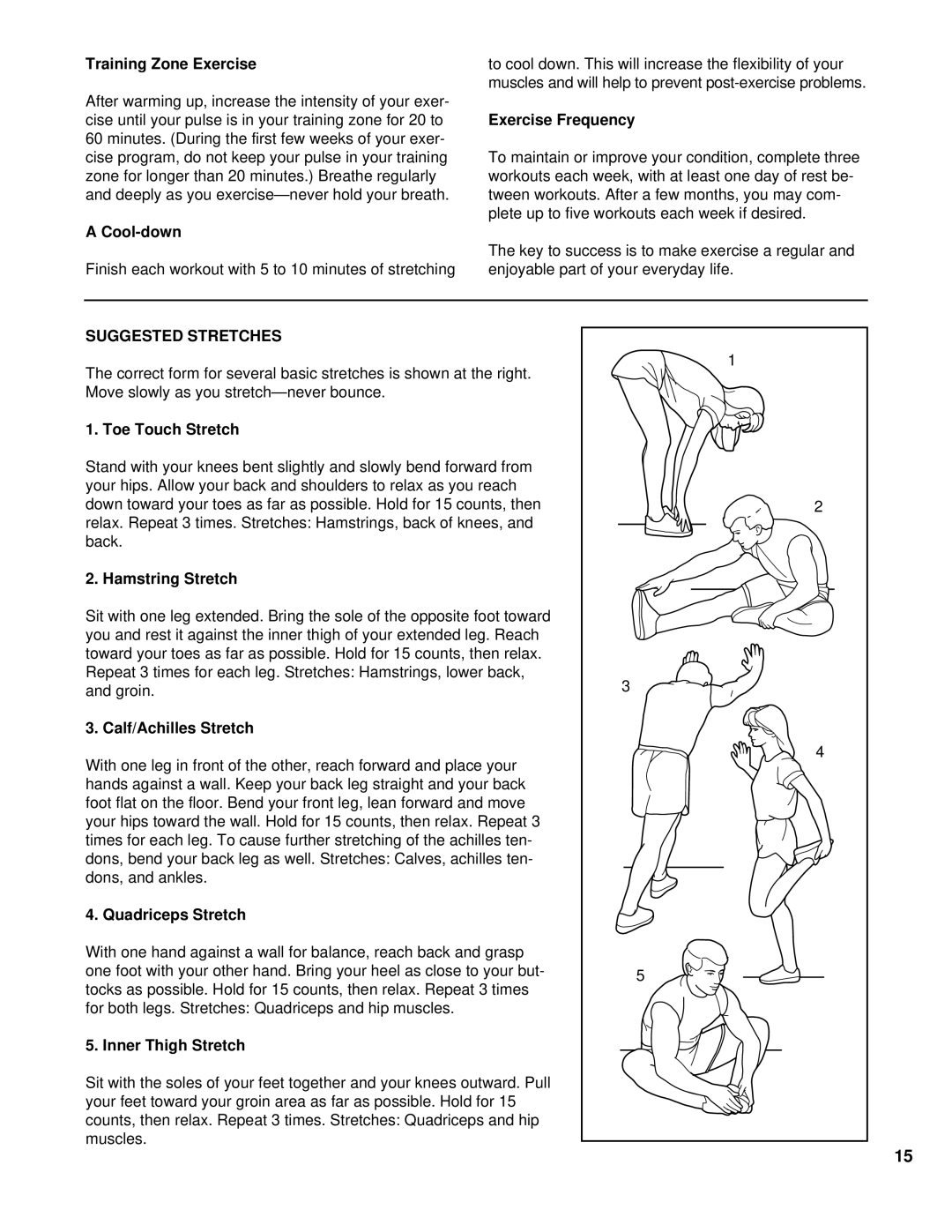 ProForm PFTL10110 user manual Suggested Stretches 