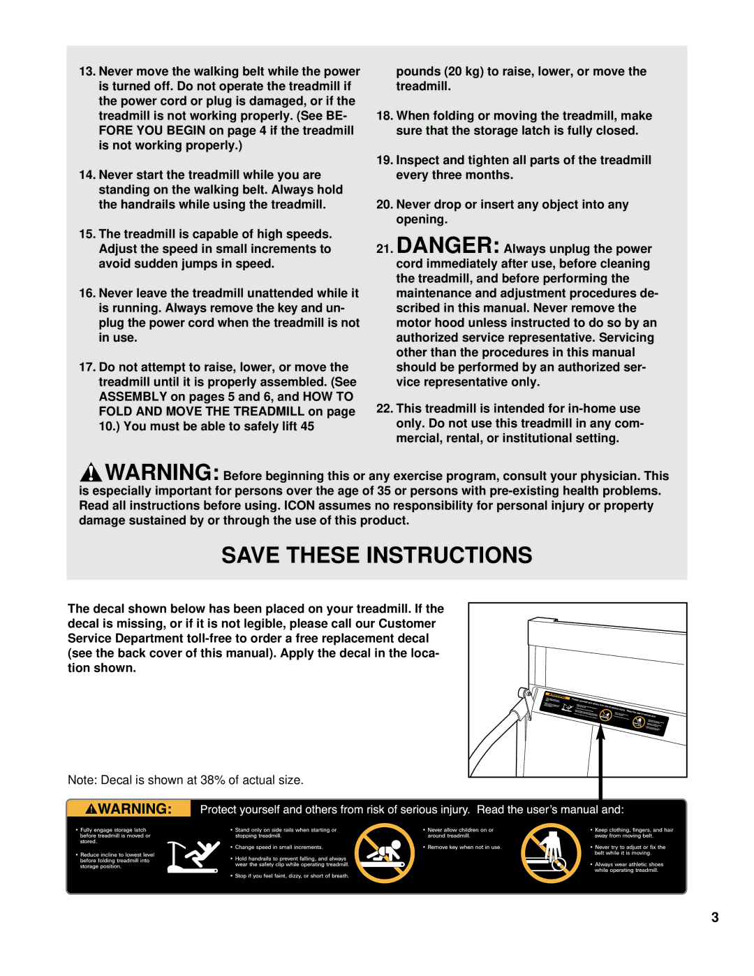 ProForm PFTL10110 user manual 