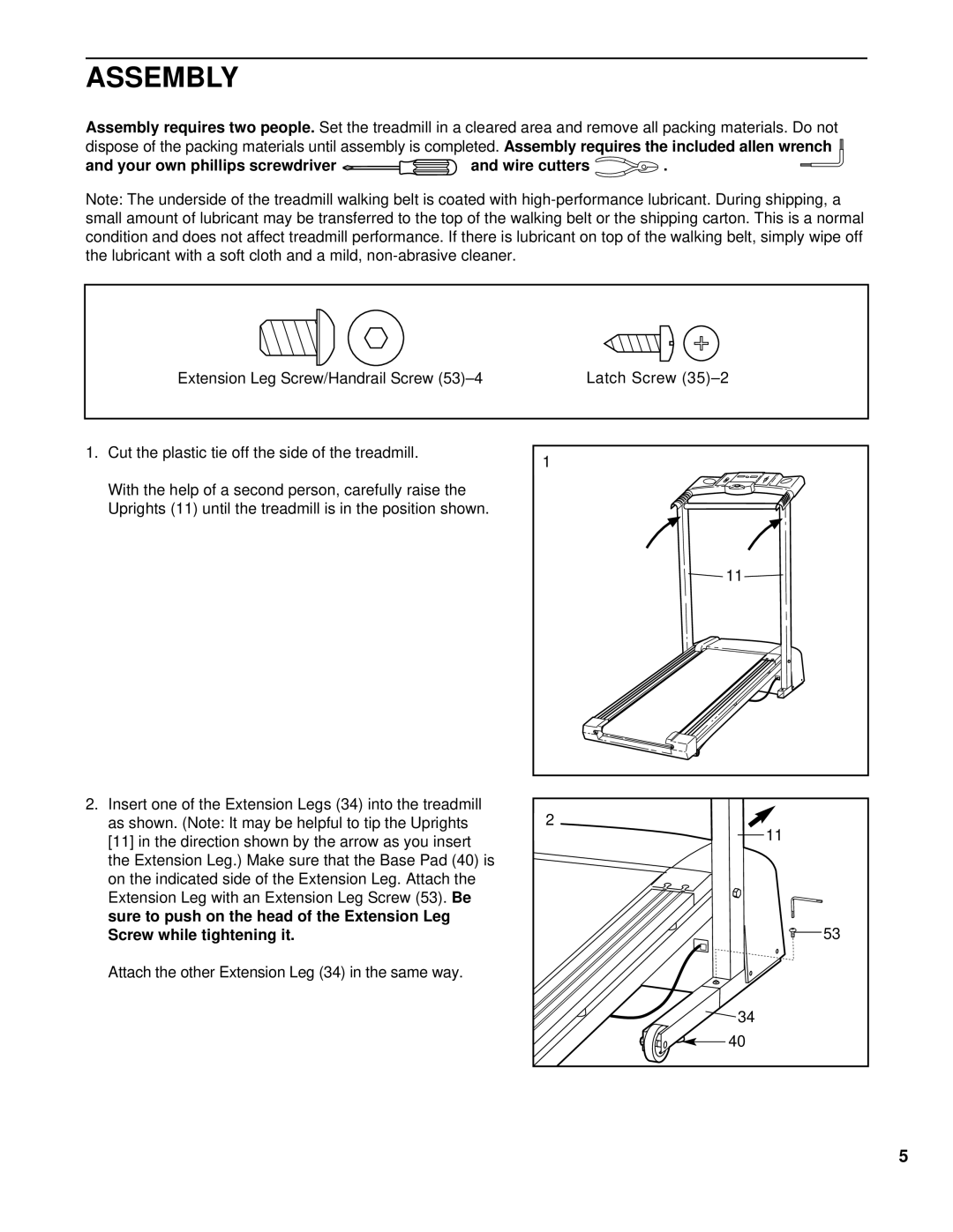 ProForm PFTL10110 user manual Assembly, Your own phillips screwdriver and wire cutters 