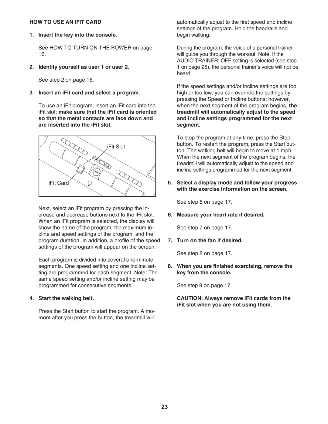 ProForm pftl101110.0 user manual HOW to USE AN Ifit Card 