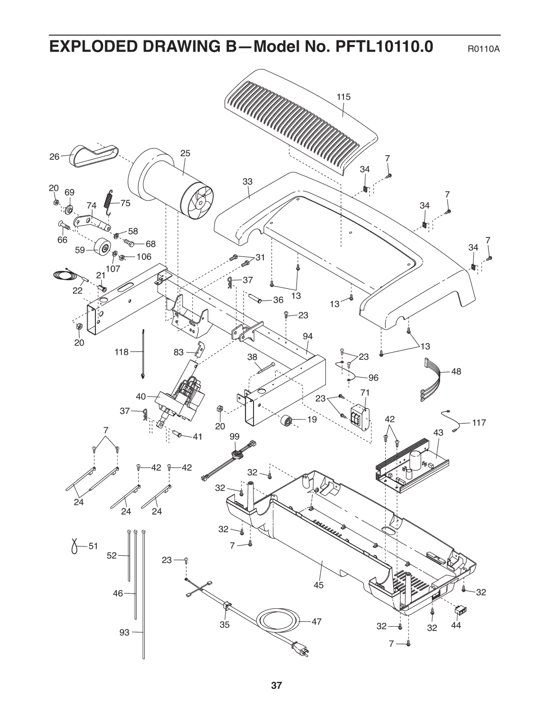 ProForm pftl101110.0 user manual Exploded Drawing B-Model No. PFTL10110.0 R0110A 