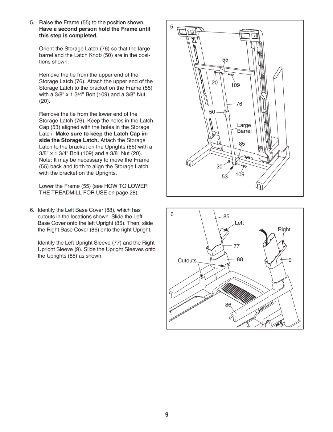 ProForm pftl101110.0 user manual Raise the Frame 55 to the position shown 