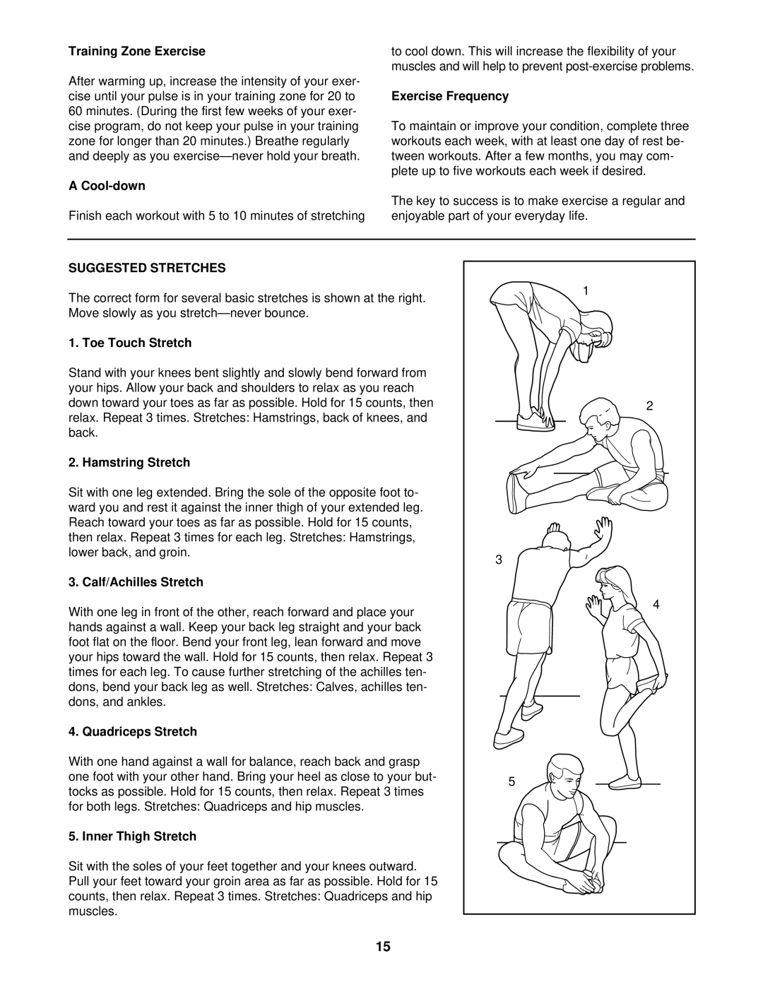 ProForm PFTL10210 user manual Suggested Stretches 