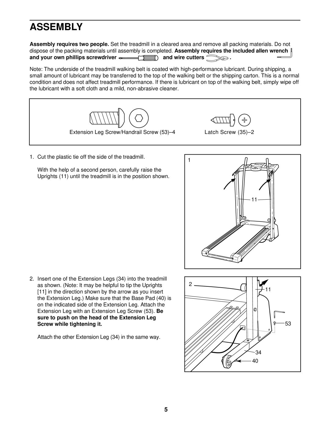 ProForm PFTL10210 user manual Assembly, Your own phillips screwdriver and wire cutters 