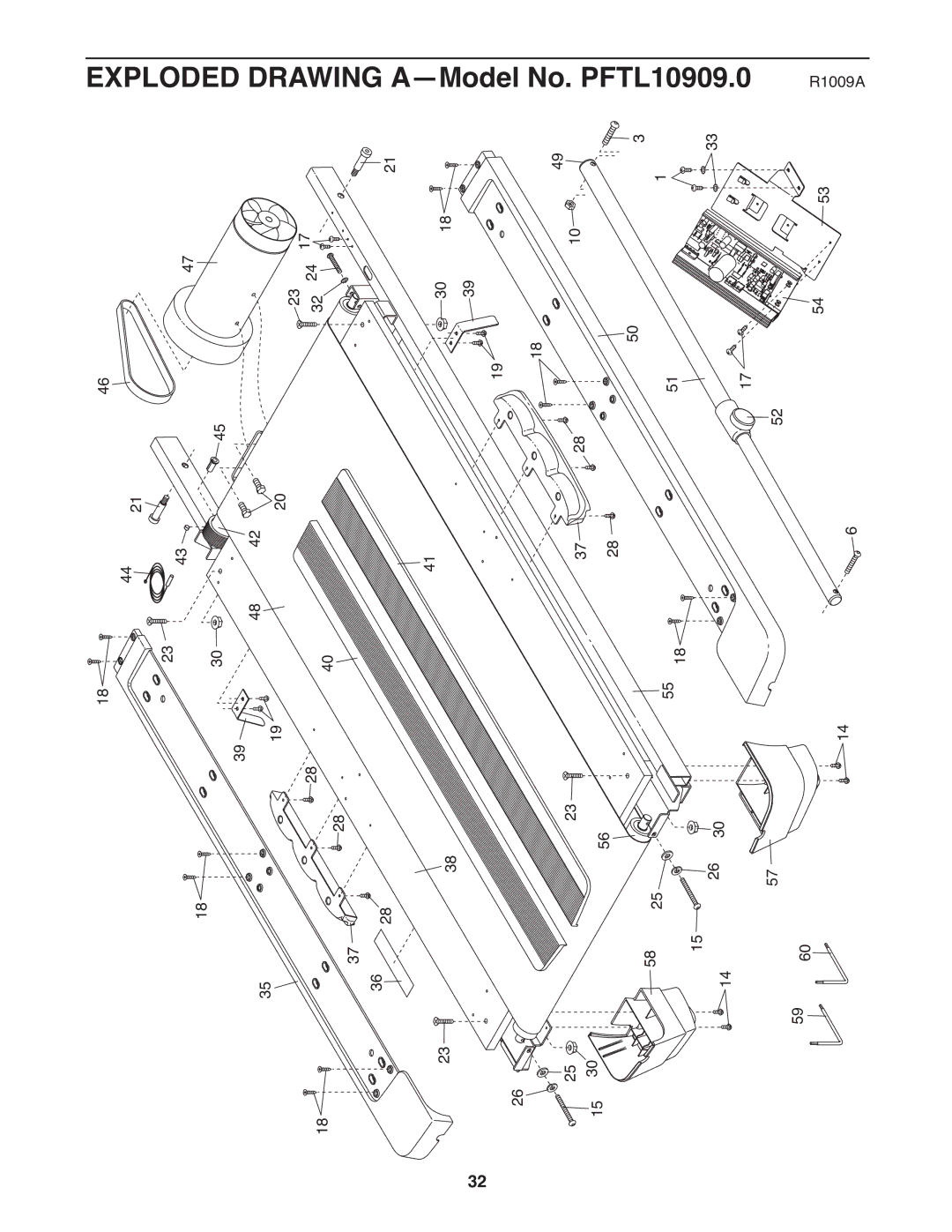 ProForm warranty Exploded Drawing A-Model No. PFTL10909.0 R1009A 