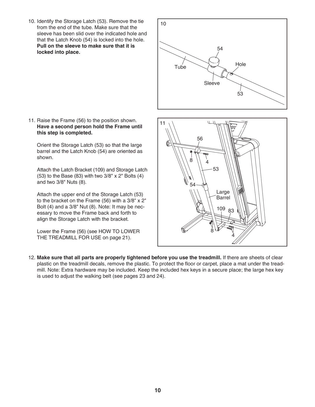 ProForm PFTL12007.0 user manual Pull on the sleeve to make sure that it is locked into place 