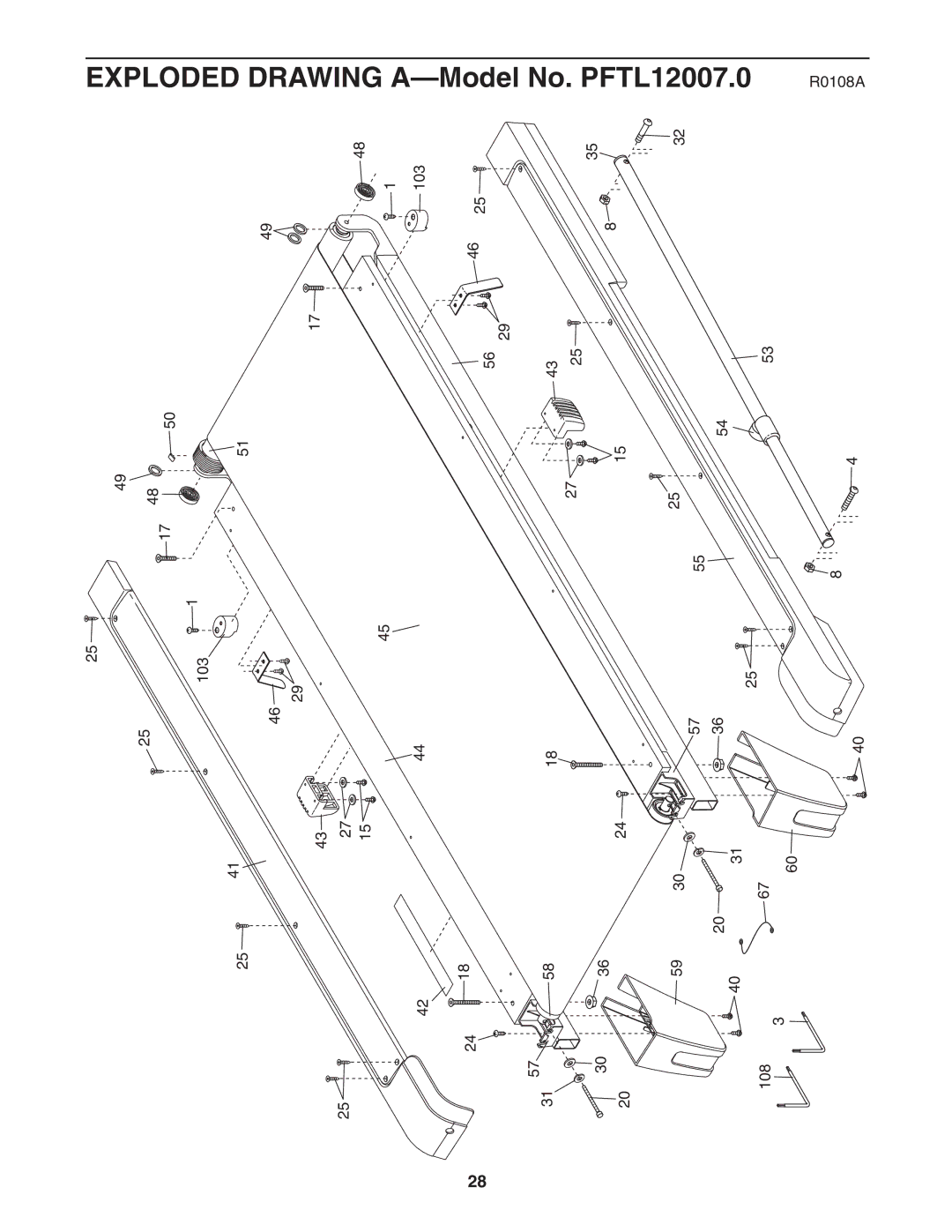 ProForm user manual Exploded Drawing A-Model No. PFTL12007.0 R0108A 