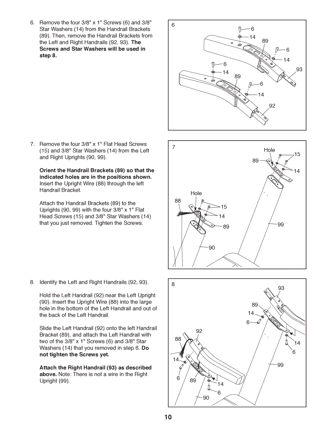 ProForm PFTL13011.0 user manual Screws and Star Washers will be used Step 