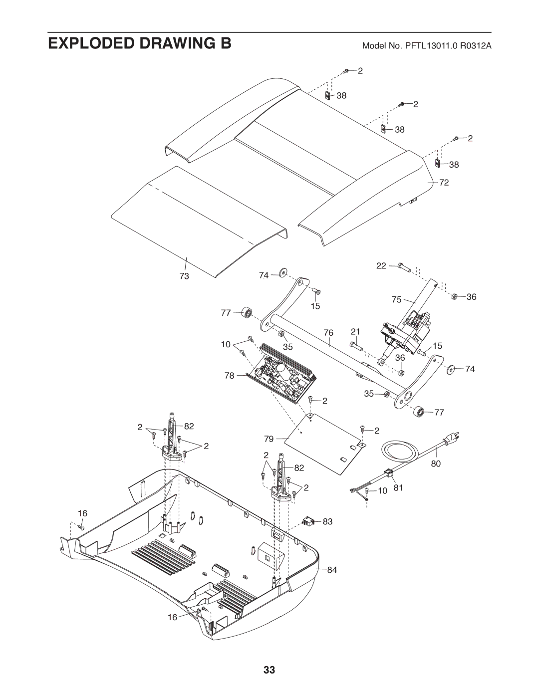 ProForm PFTL13011.0 user manual Exploded Drawing B 