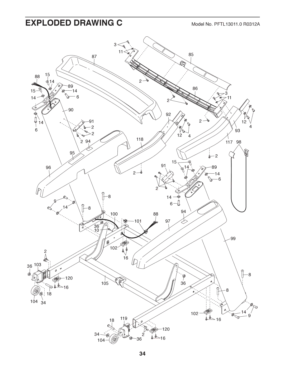 ProForm PFTL13011.0 user manual Exploded Drawing C 