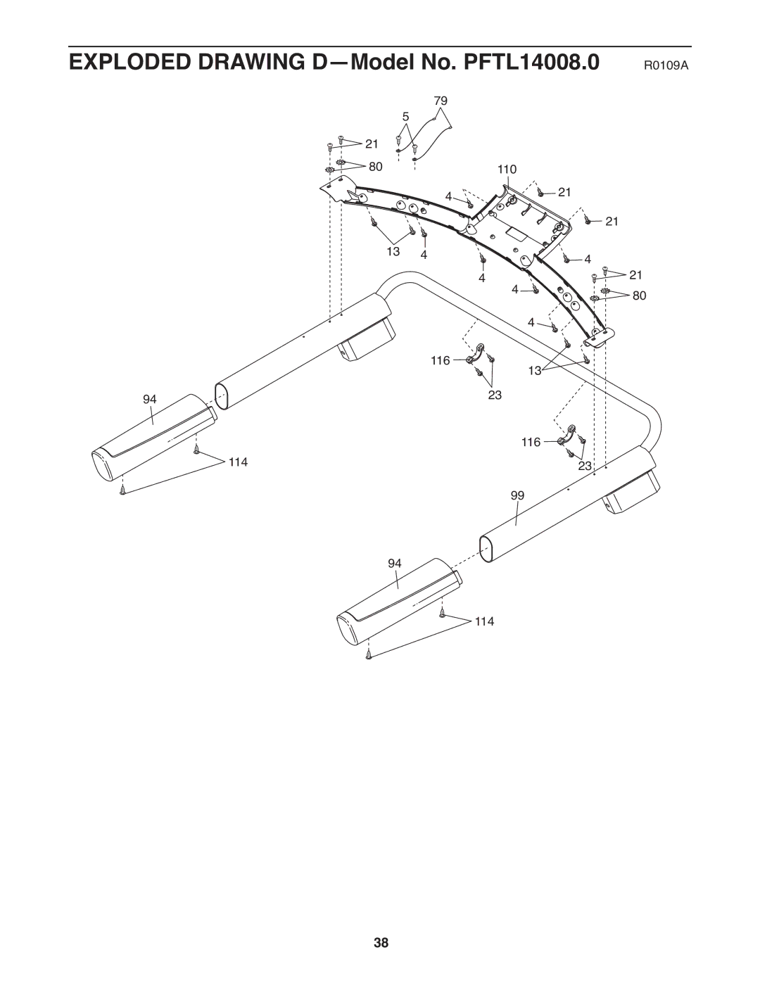 ProForm user manual Exploded Drawing D-Model No. PFTL14008.0 R0109A 