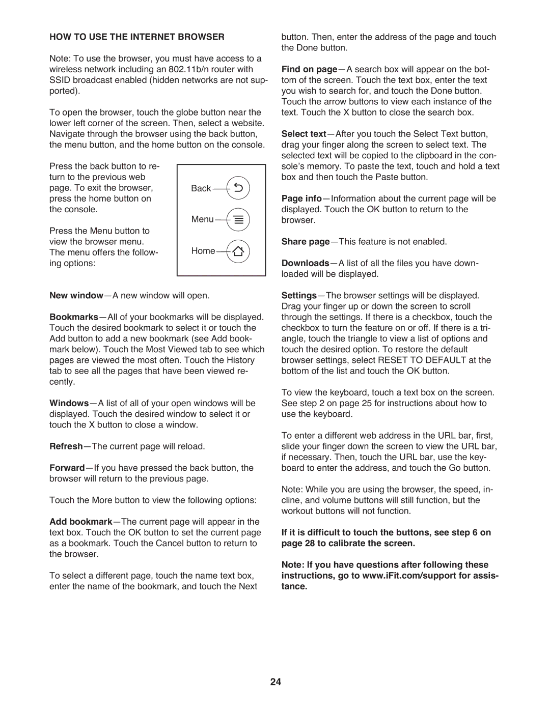 ProForm PFTL14511.0 warranty HOW to USE the Internet Browser 