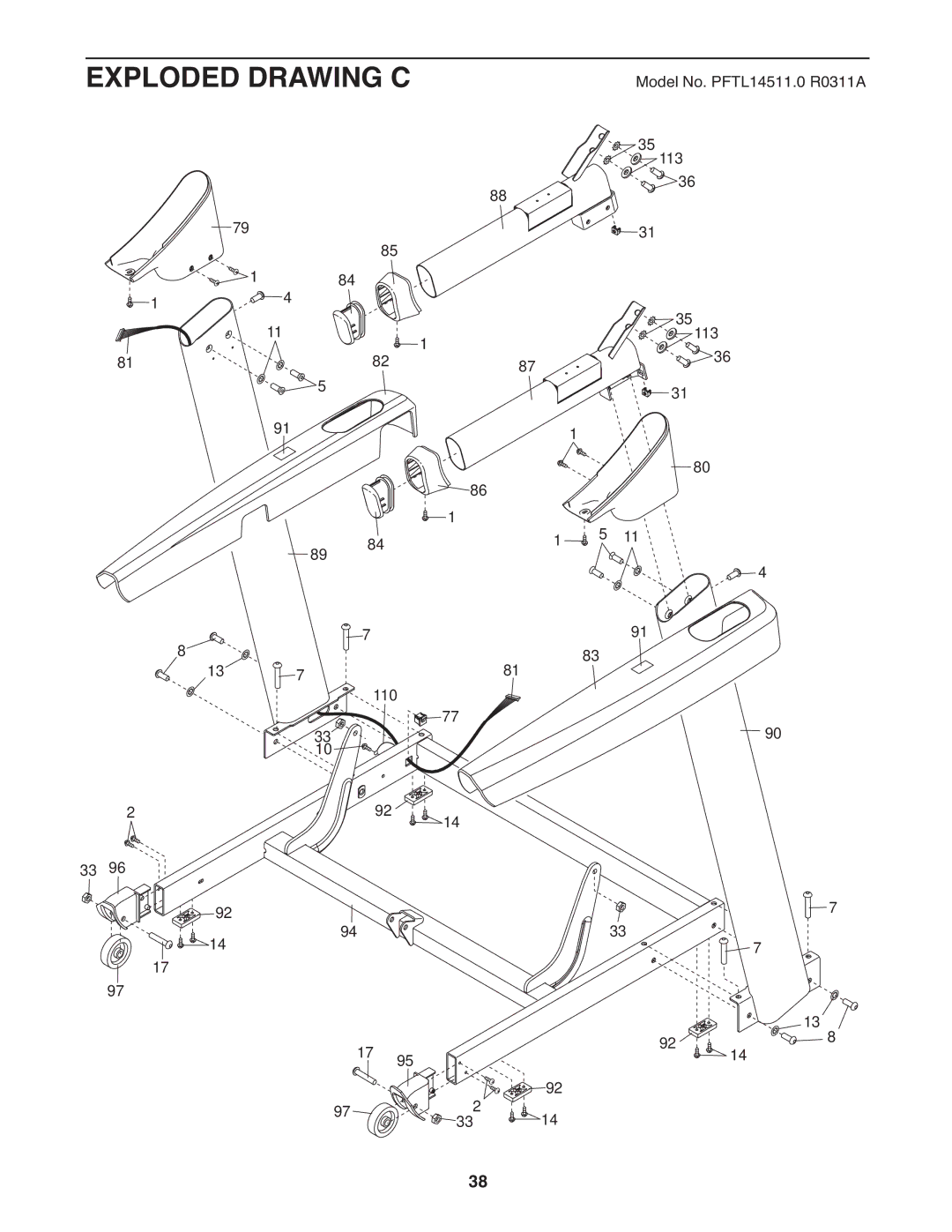 ProForm PFTL14511.0 warranty Exploded Drawing C 