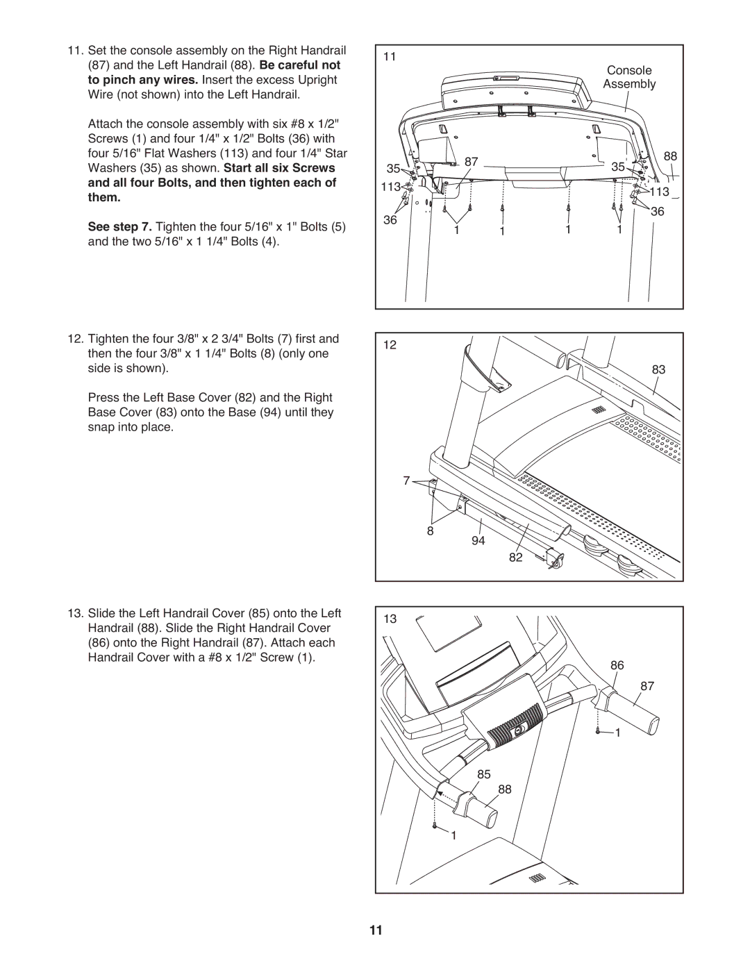 ProForm PFTL14511.0 warranty All four Bolts, and then tighten each, Them 