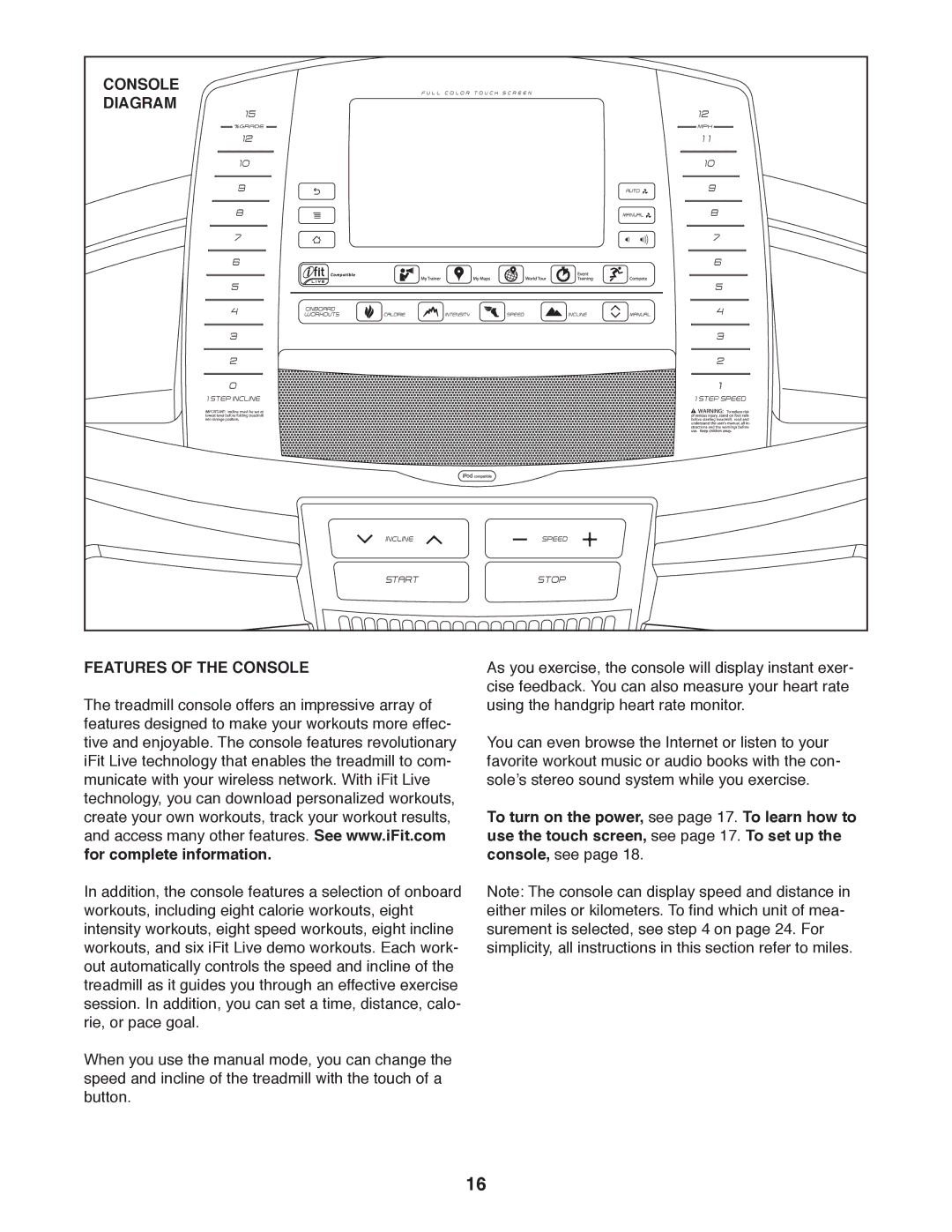 ProForm PFTL14511.1 user manual Diagram, Features of the Console 