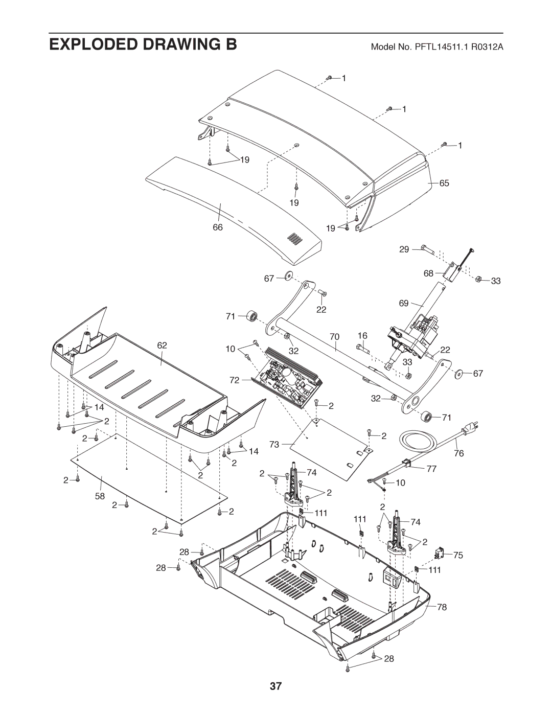 ProForm PFTL14511.1 user manual Exploded Drawing B 