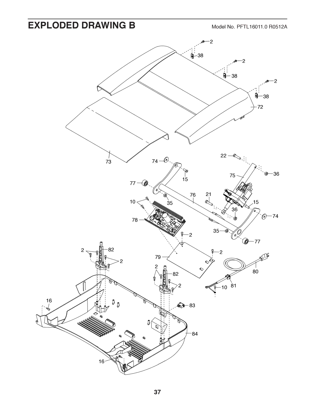 ProForm PFTL16011.0 user manual Exploded Drawing B 