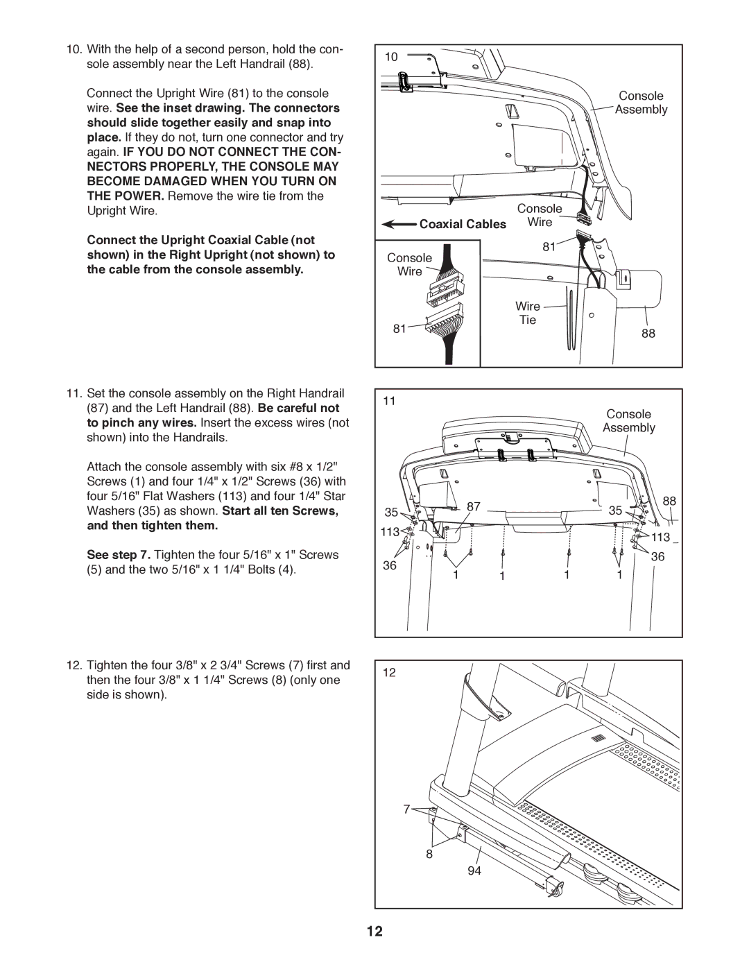 ProForm PFTL20511.0 user manual Wire. See the inset drawing. The connectors, Should slide together easily and snap into 