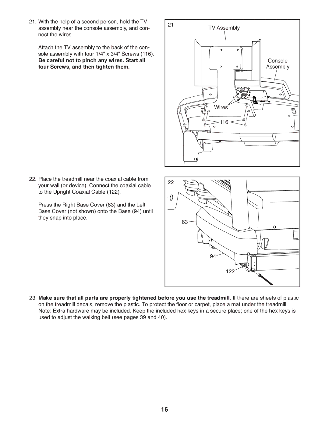 ProForm PFTL20511.0 user manual TV Assembly 