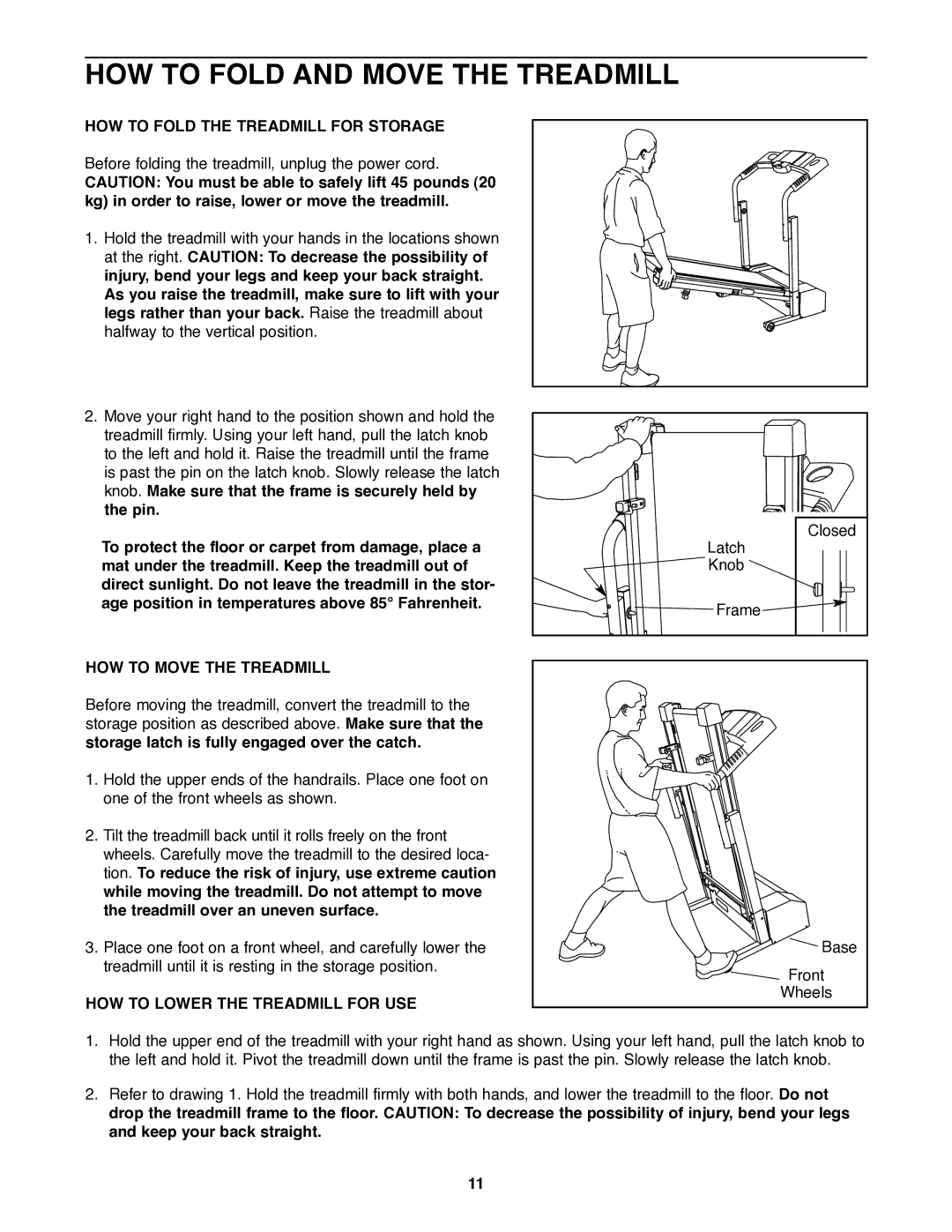 ProForm PFTL29020 HOW to Fold and Move the Treadmill, HOW to Fold the Treadmill for Storage, HOW to Move the Treadmill 