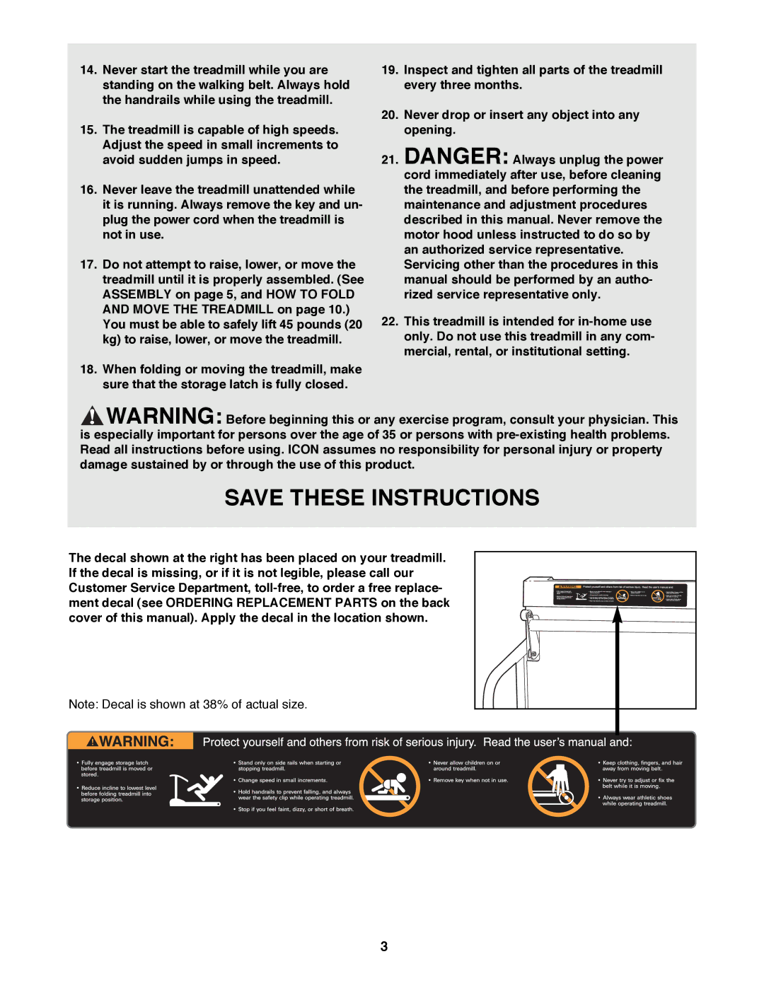 ProForm PFTL29100 user manual 