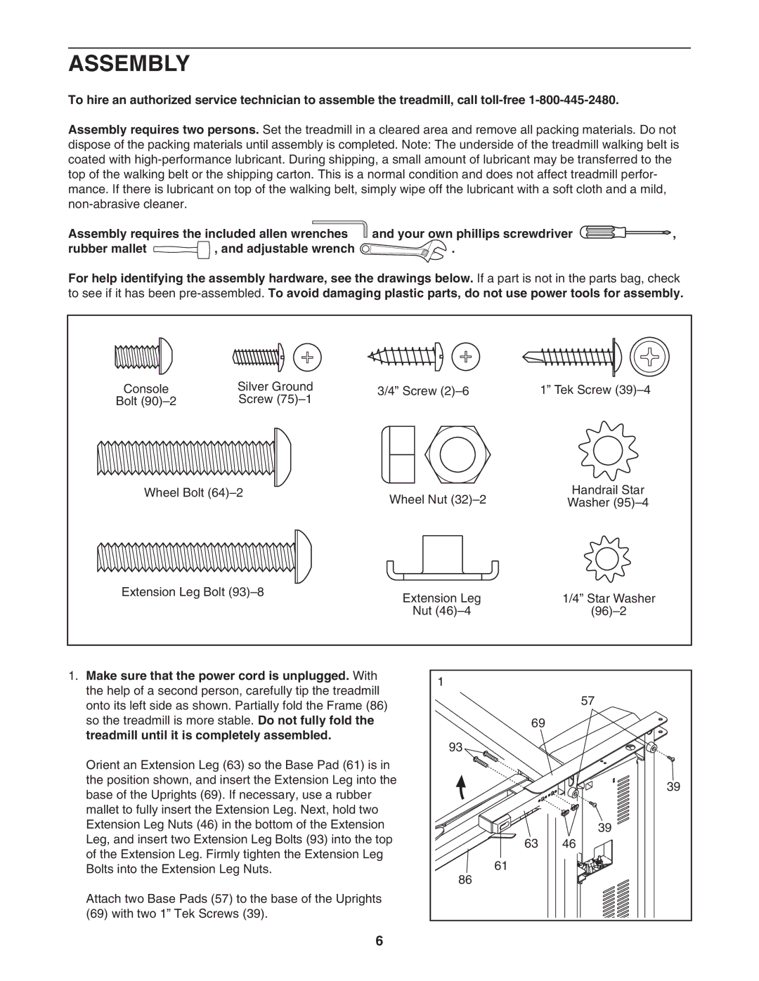 ProForm PFTL31105.0 user manual Assembly 