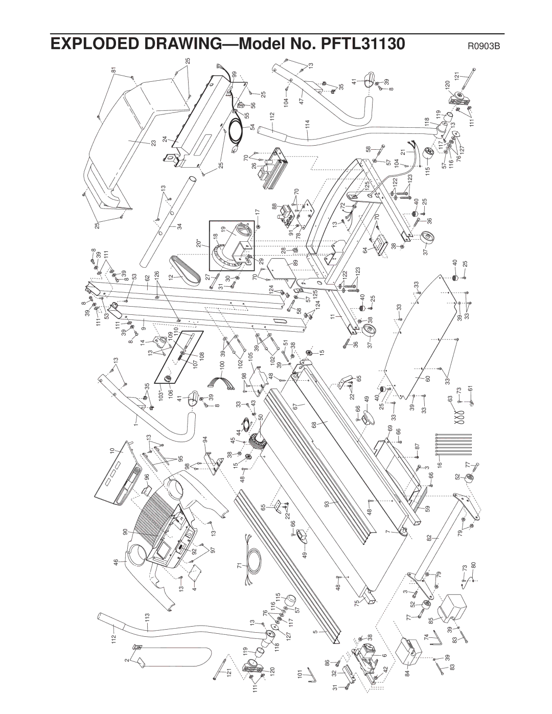 ProForm PFTL31130 user manual DRAWING-Model, R0903B 