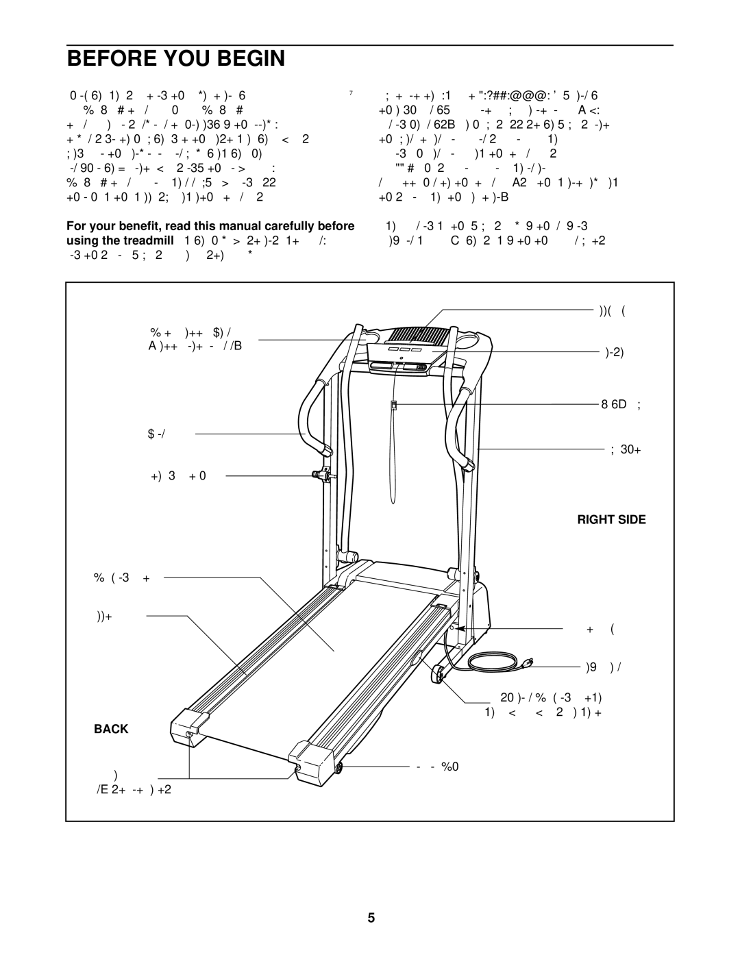 ProForm PFTL31130 user manual Before YOU Begin, Using the treadmill, Right Side, Back 