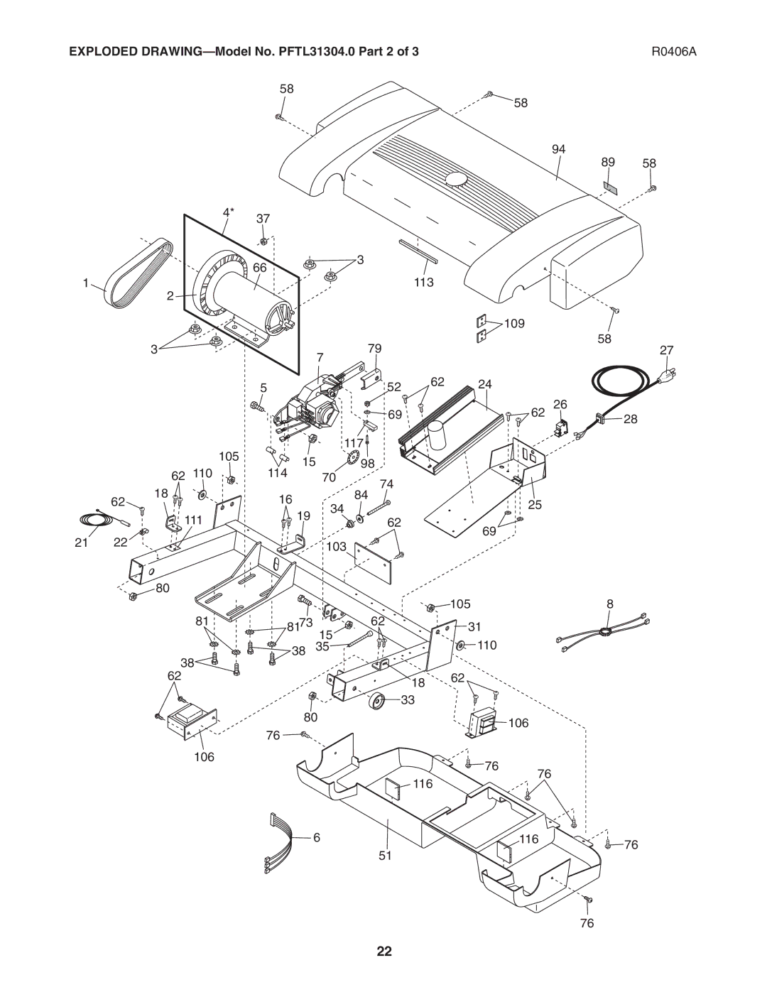 ProForm user manual Exploded DRAWING-Model No. PFTL31304.0 Part 2 R0406A 