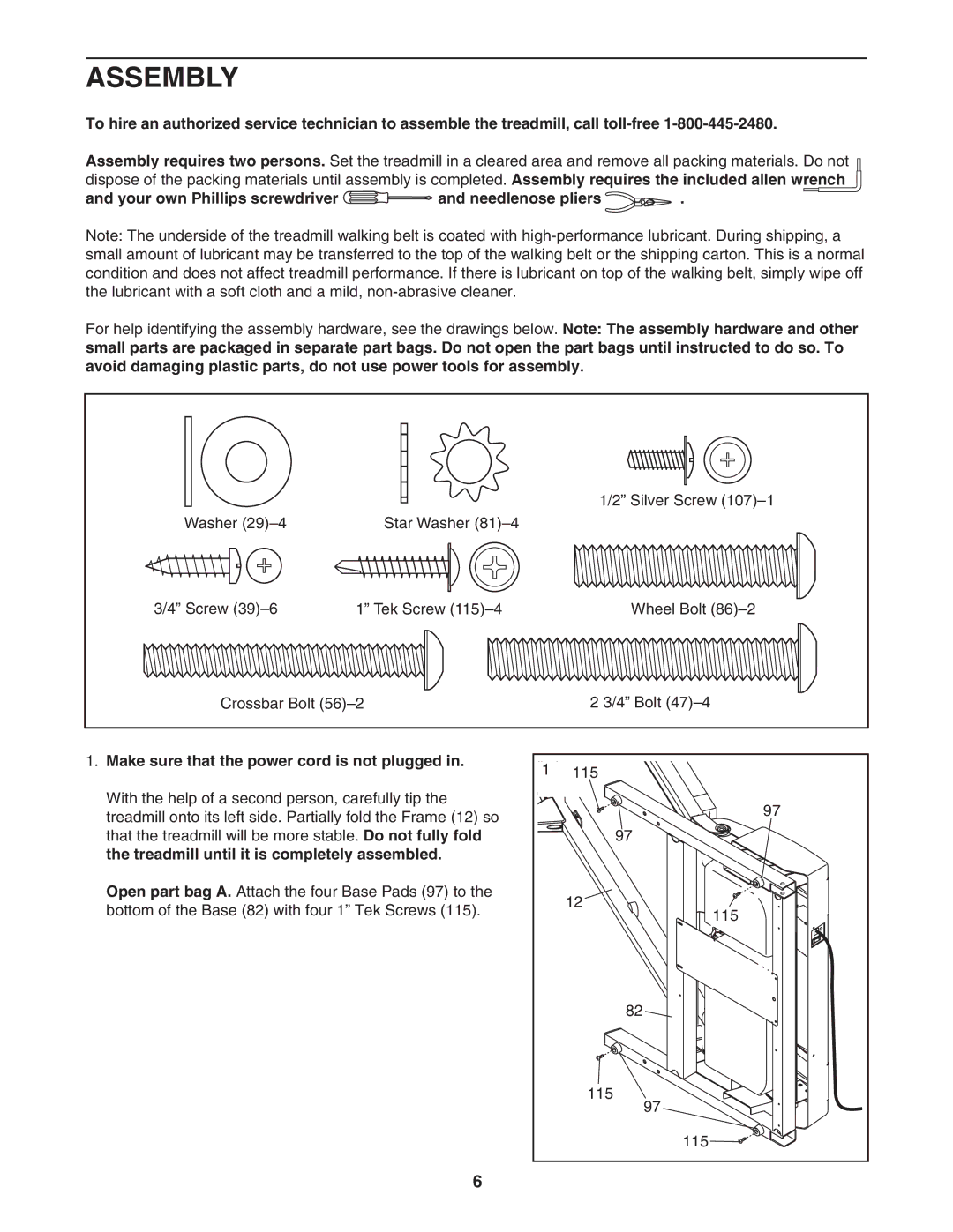 ProForm PFTL31304.0 user manual Assembly, Your own Phillips screwdriver and needlenose pliers 