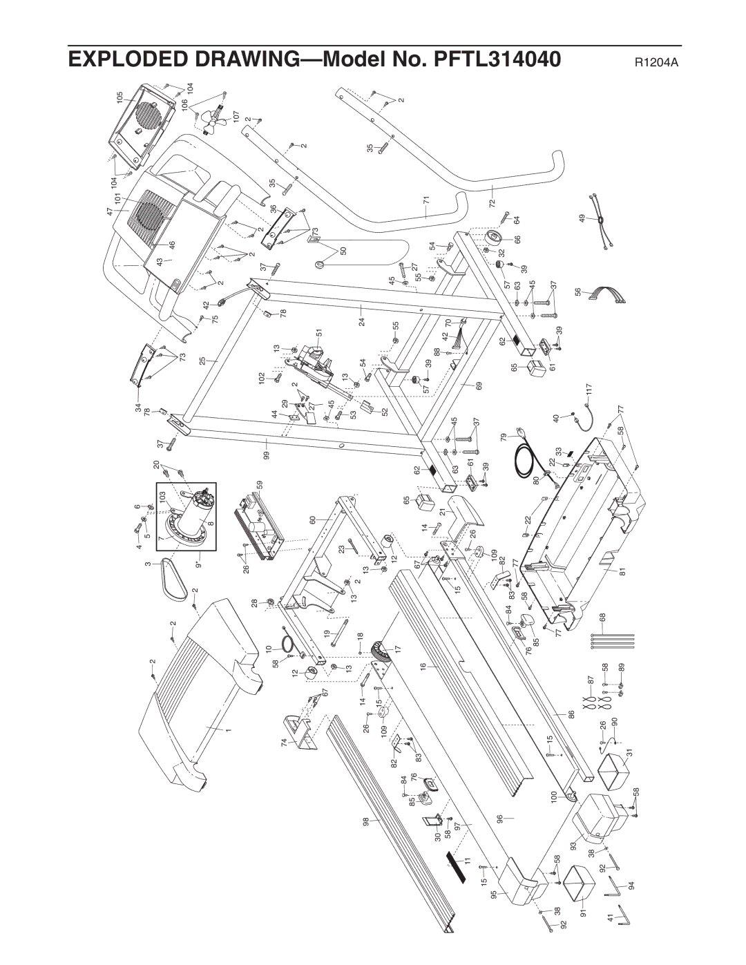 ProForm user manual Exploded DRAWING-Model No. PFTL314040 