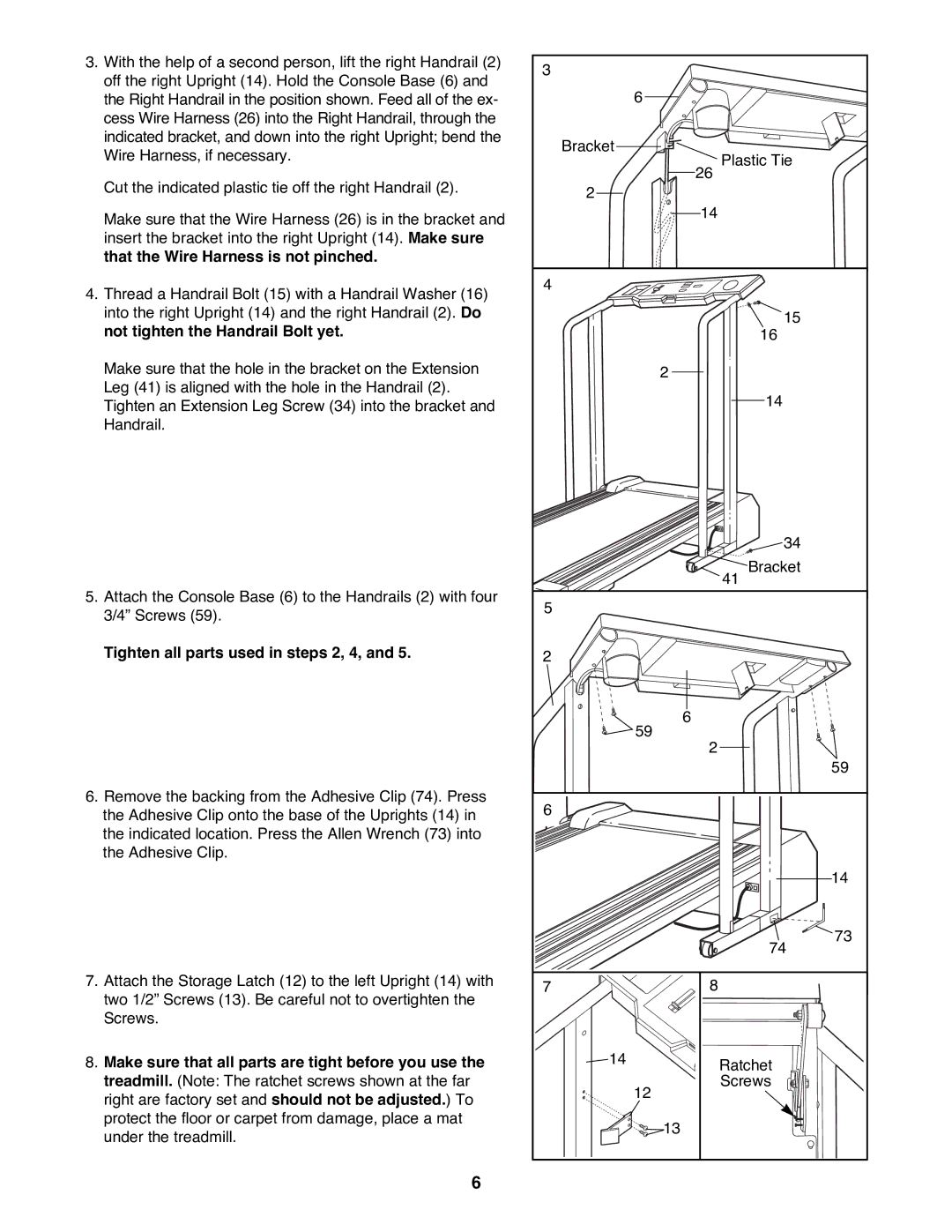 ProForm PFTL38581 user manual Tighten all parts used in steps 2, 4 