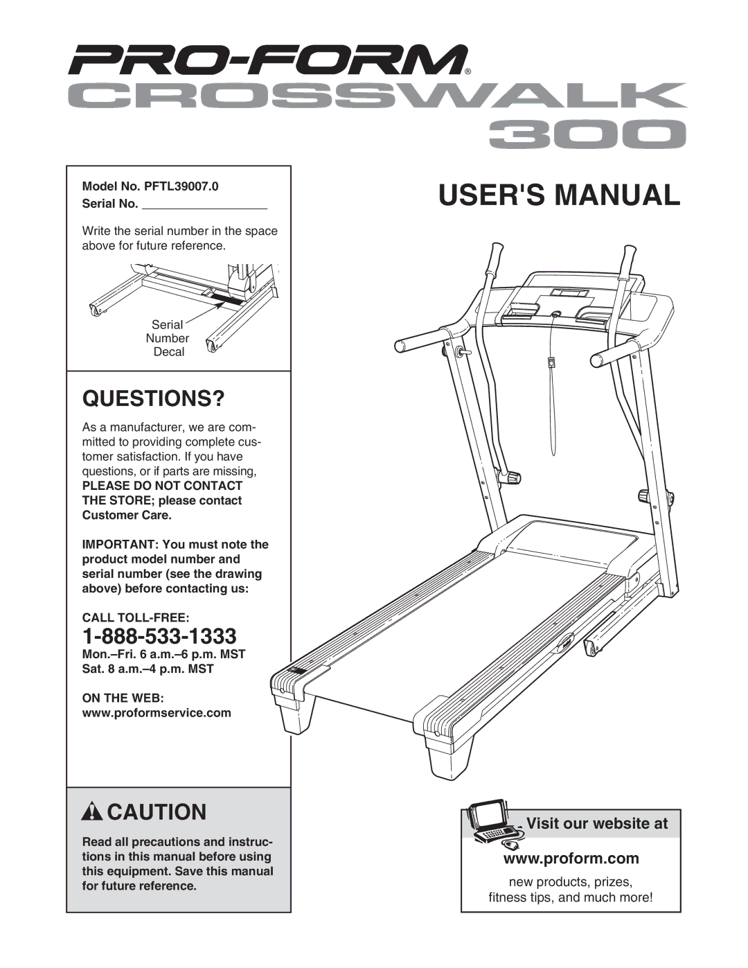 ProForm PFTL39007.0 user manual Questions?, Please do not Contact, Call TOLL-FREE, On the WEB 