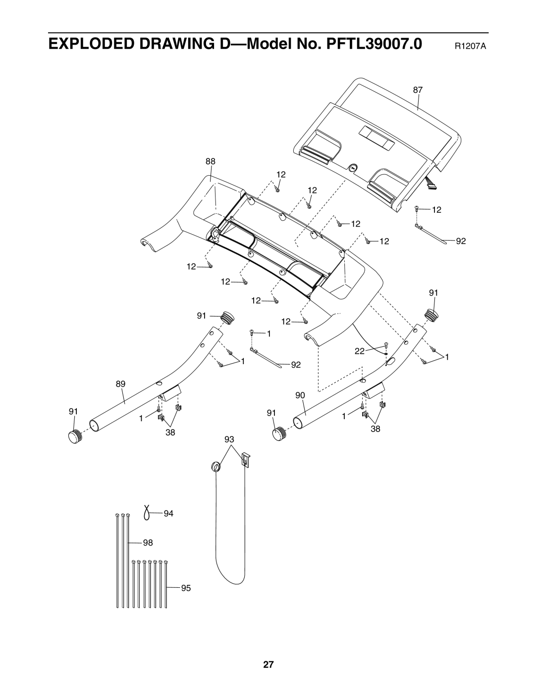 ProForm user manual Exploded Drawing D-Model No. PFTL39007.0 R1207A 