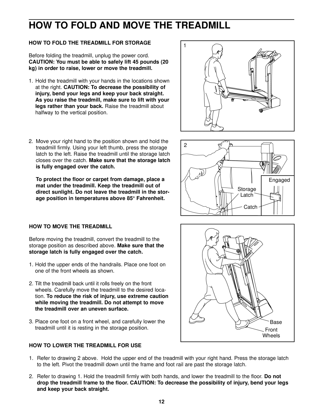 ProForm PFTL39120 HOW to Fold and Move the Treadmill, HOW to Fold the Treadmill for Storage, HOW to Move the Treadmill 