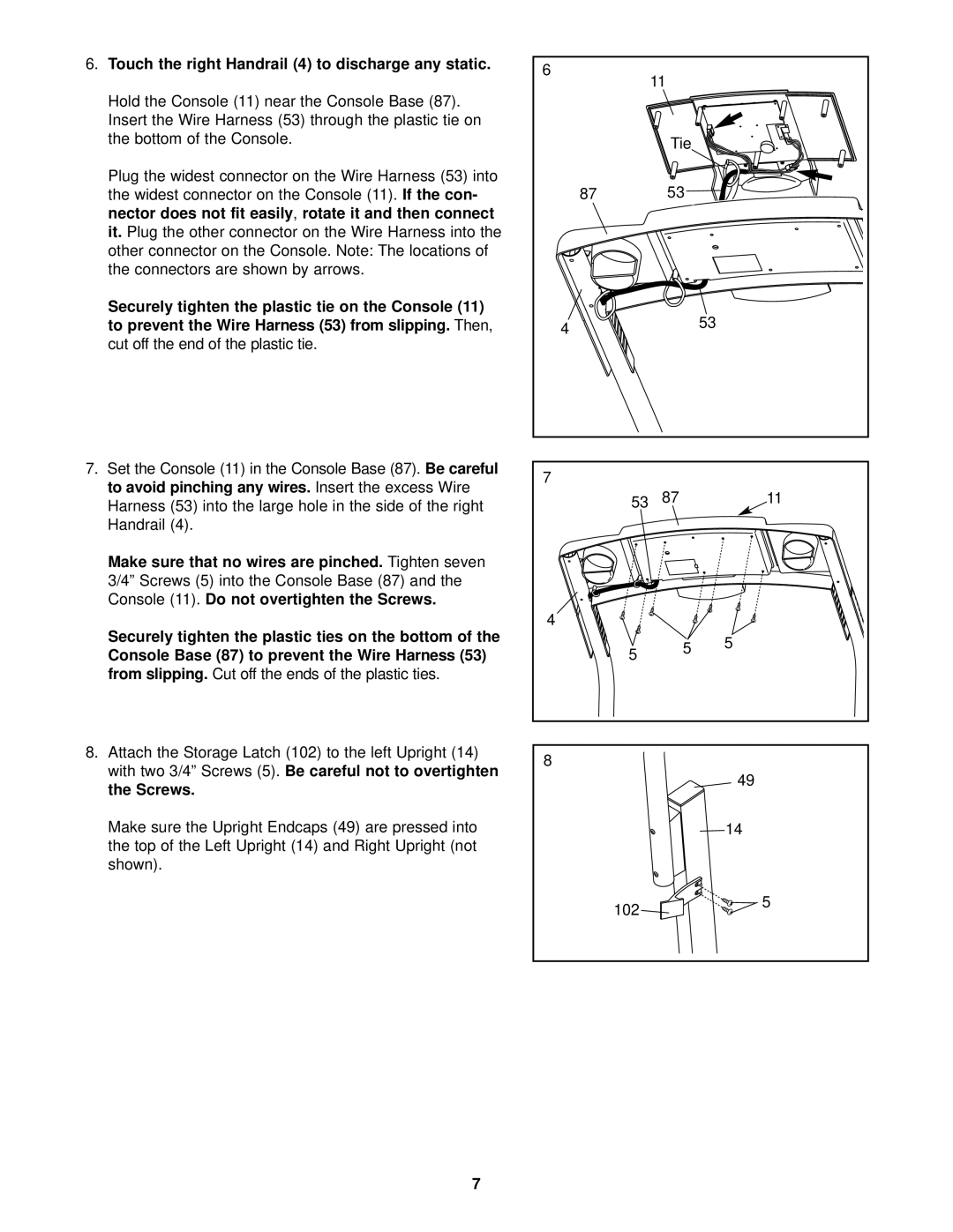 ProForm PFTL39120 user manual Touch the right Handrail 4 to discharge any static 