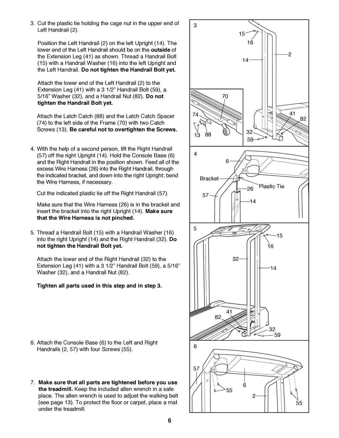 ProForm PFTL39191 user manual Tighten all parts used in this step and in step 