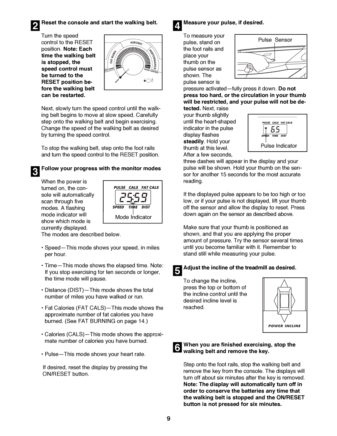 ProForm PFTL39191 user manual Reset the console and start the walking belt, Follow your progress with the monitor modes 