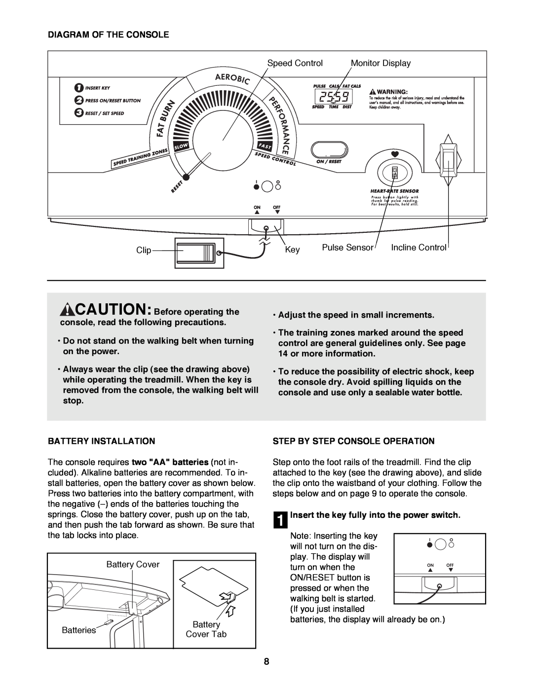 ProForm PFTL39191 user manual Diagram Of The Console, CAUTION Before operating the console, read the following precautions 