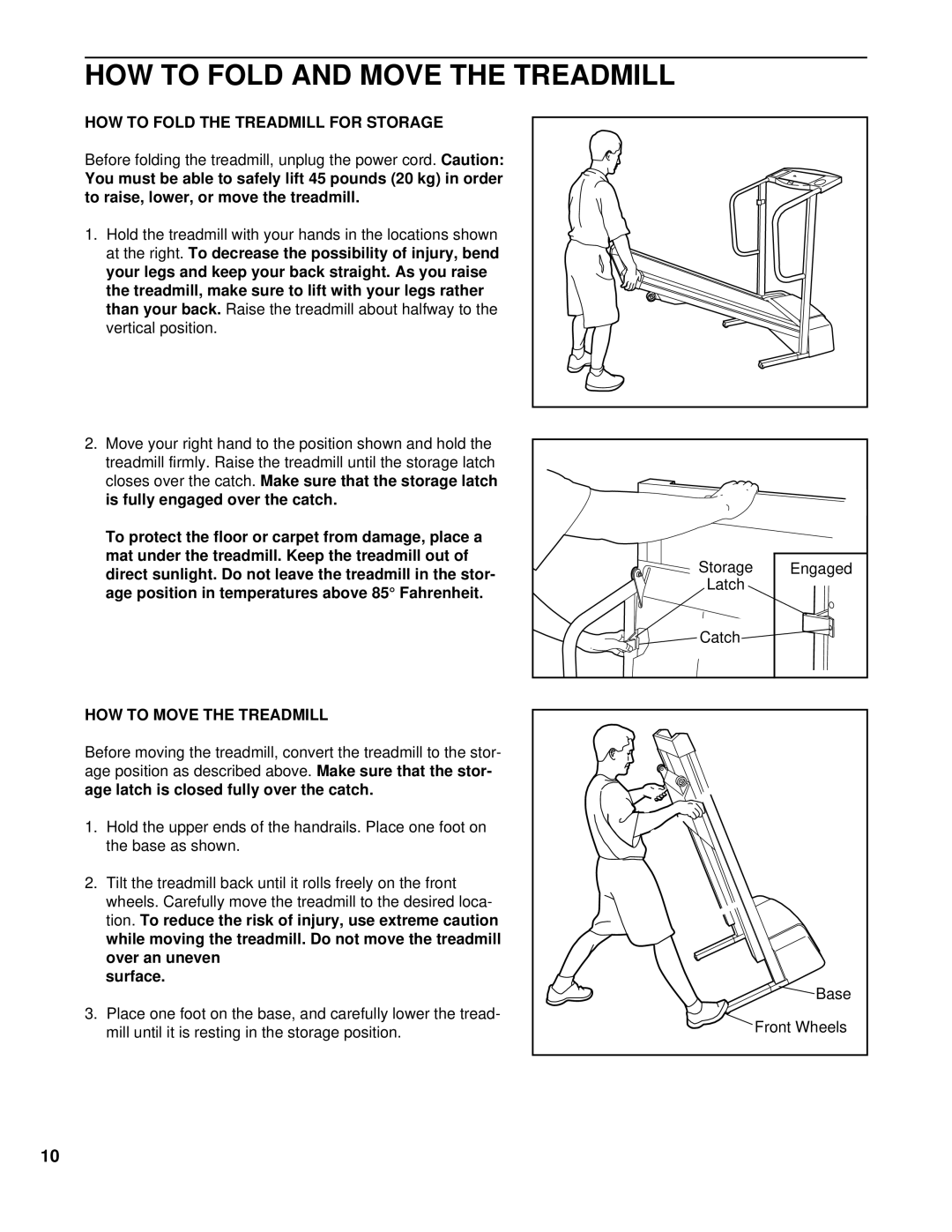 ProForm PFTL39193 HOW to Fold and Move the Treadmill, HOW to Fold the Treadmill for Storage, HOW to Move the Treadmill 