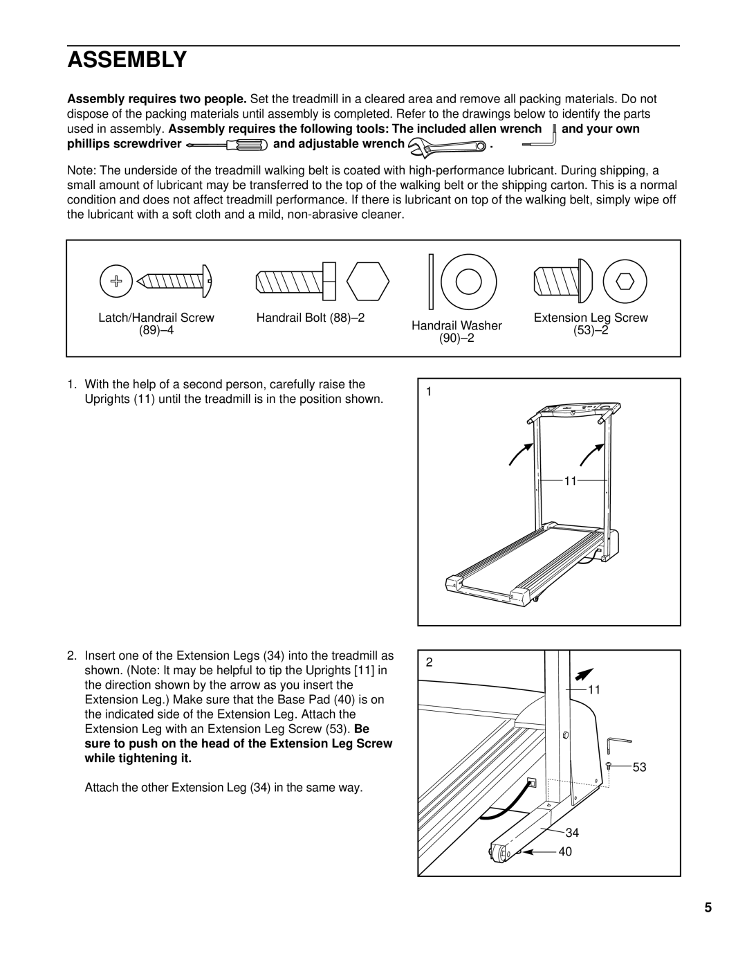 ProForm PFTL39193 user manual Assembly, Phillips screwdriver and adjustable wrench 