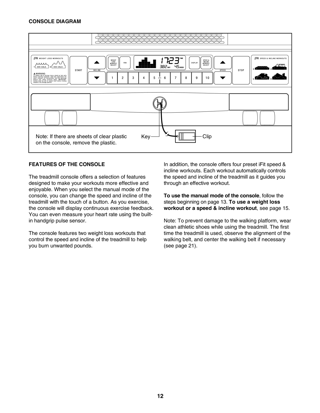 ProForm PFTL39507.1 user manual Console Diagram, Features of the Console 