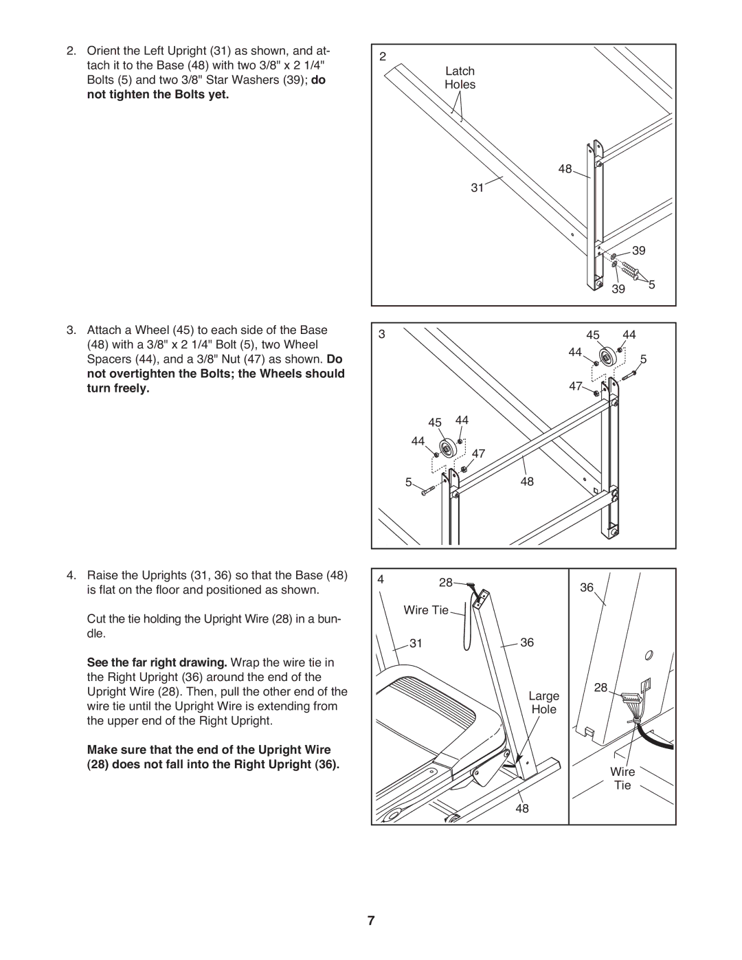 ProForm PFTL39509.0 user manual Latch Holes Wire Tie Large 