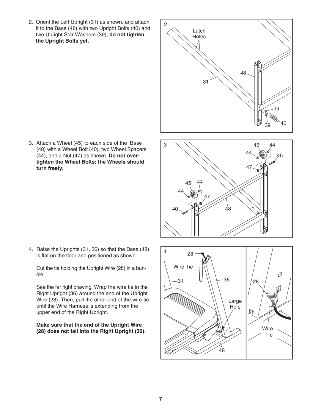 ProForm PFTL39907.0 user manual Latch Holes Wire Tie Large 