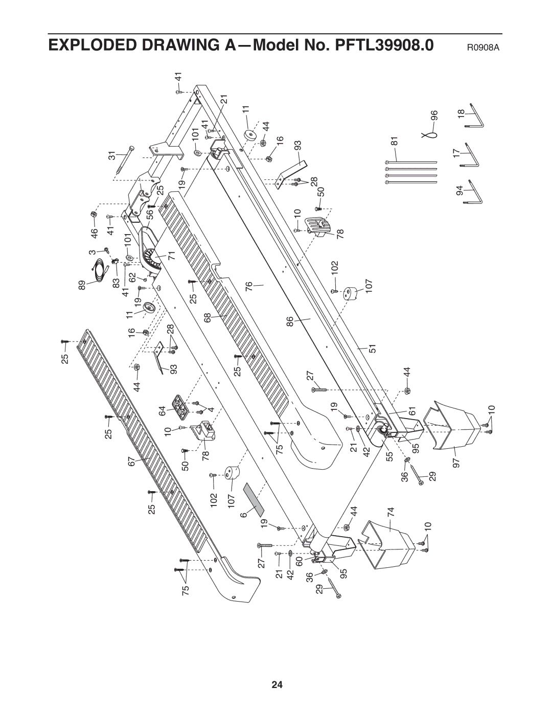 ProForm manual Exploded Drawing A-Model No. PFTL39908.0 