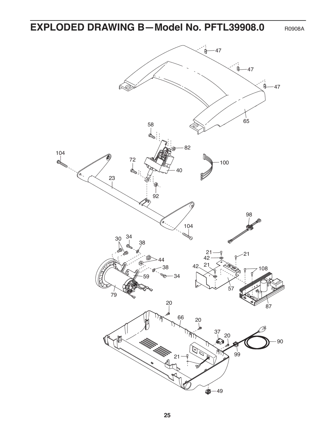 ProForm manual Exploded Drawing B-Model No. PFTL39908.0 R0908A 