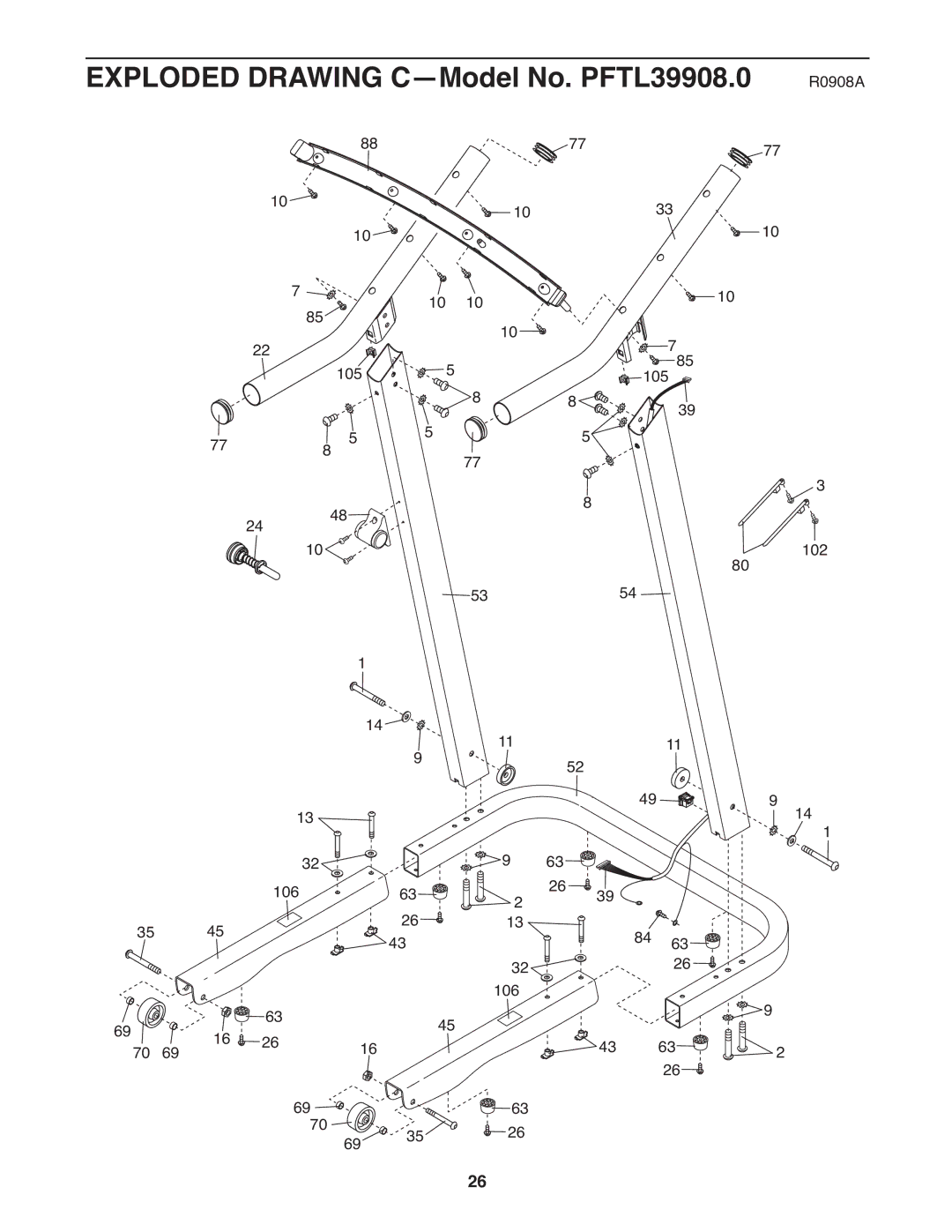 ProForm manual Exploded Drawing C-Model No. PFTL39908.0 R0908A 