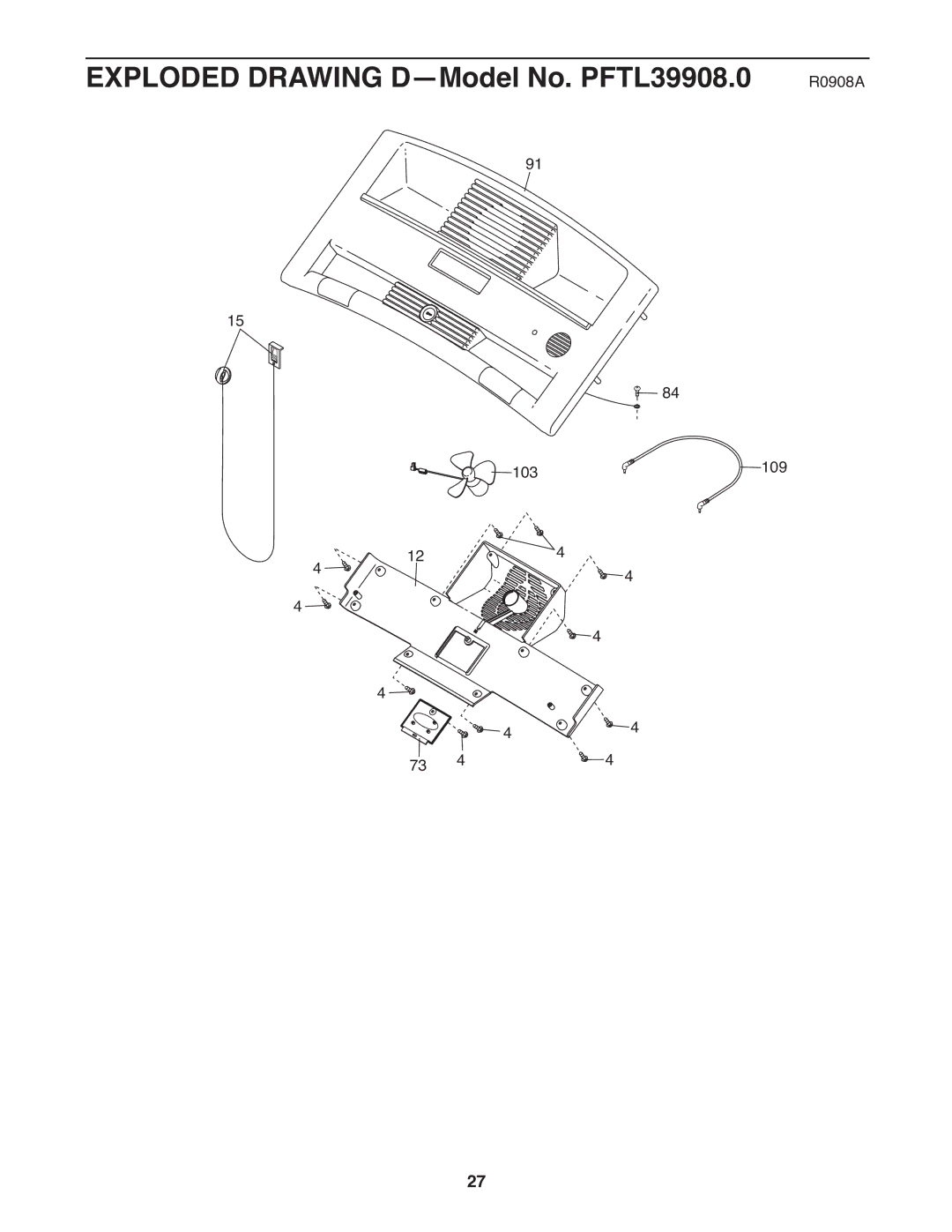 ProForm manual Exploded Drawing D-Model No. PFTL39908.0 R0908A 