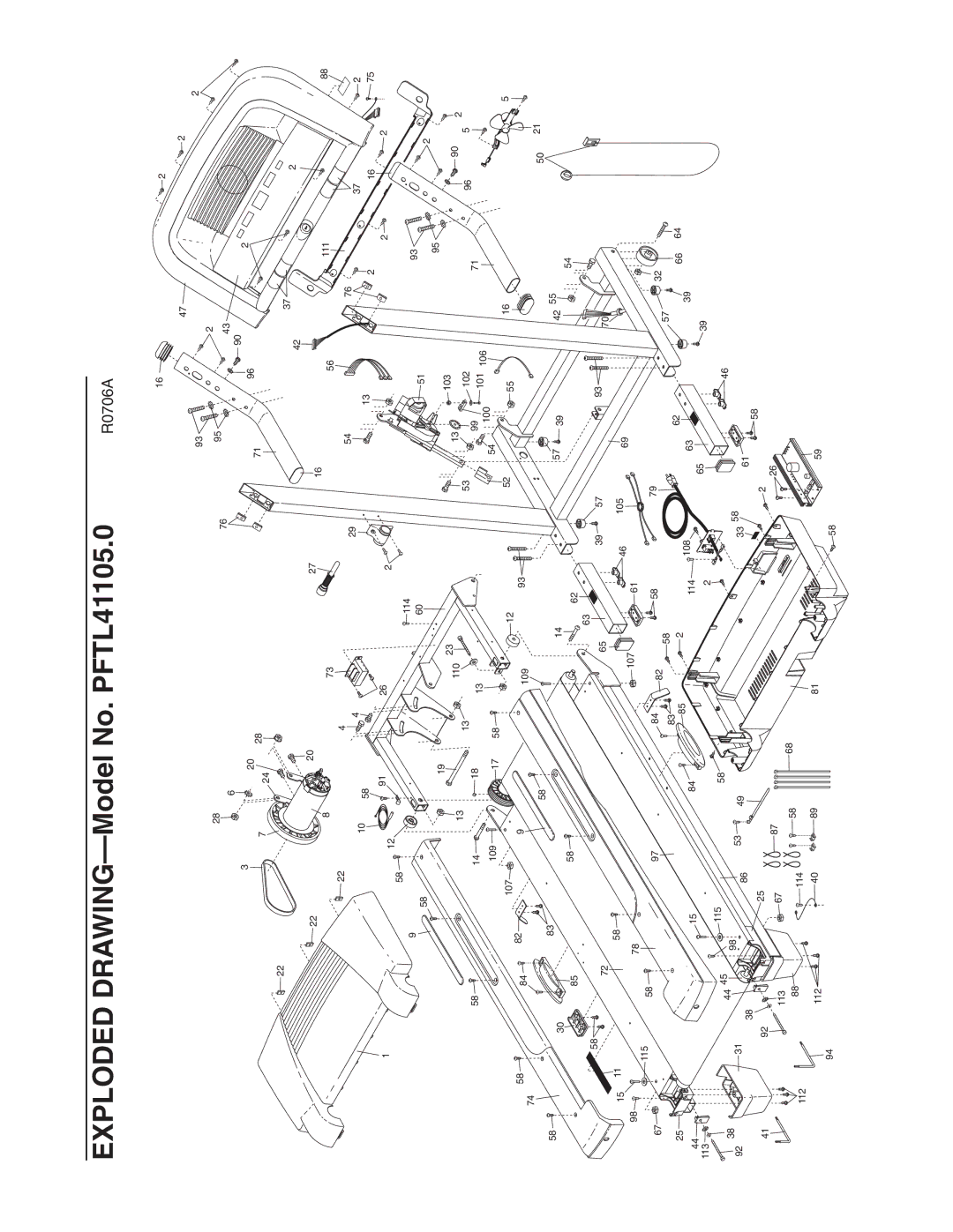 ProForm user manual Exploded DRAWING-Model No. PFTL41105.0 