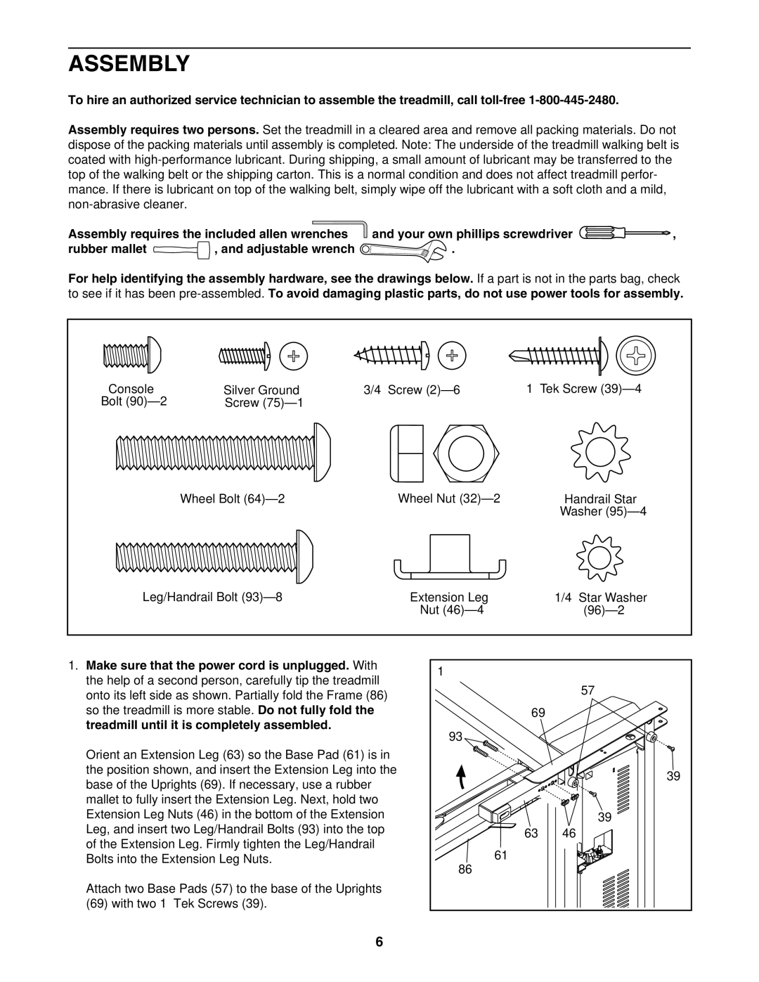 ProForm PFTL41105.0 user manual Assembly 